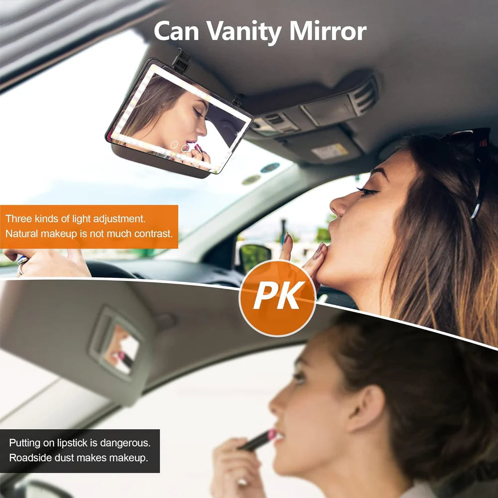 LUXEGLOW™ Car Vanity Mirror | 3 Light Modes