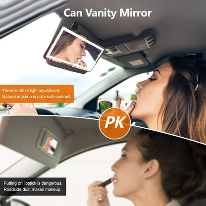 LUXEGLOW™ Car Vanity Mirror | 3 Light Modes